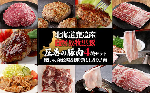 十勝鹿追町産　自然放牧黒豚　圧巻の豚肉　しゃぶしゃぶ肉と切り落とし＆ひき肉のセット （2100ｇ）定期便12回 【ふるさと納税 人気 おすすめ ランキング 黒豚 自然放牧黒豚 ウインナー ソーセージ ベーコン 豚肉 加工肉 定期便 十勝 北海道 鹿追町 送料無料 】SKN016