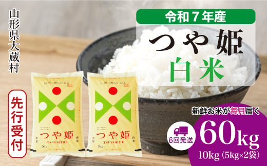 ＜令和7年産米先行受付＞ 大蔵村産 特別栽培米 つや姫 【白米】 定期便 60kg （10kg×1ヶ月間隔で6回お届け）＜配送時期選べます＞ 2005511 - 山形県大蔵村