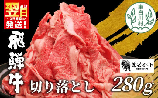 [最短翌日発送] 飛騨牛 切り落とし 280g 牛肉 和牛 肉 お肉 切落し 不揃い にく 切り落し 東白川村 ブランド牛 国産 人気 おすすめ 薄切り きりおとし 岐阜 すき焼き お取り寄せ 冷凍 養老ミート 5000円 五千円