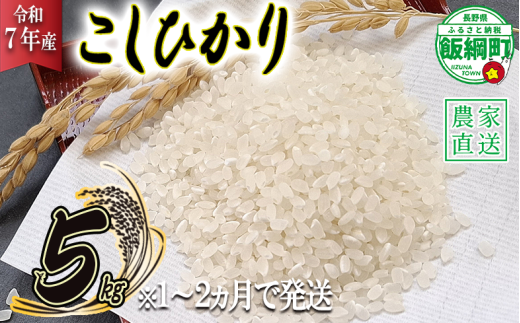 米 こしひかり 5kg ( 令和7年産 ) 丸西農園 沖縄県への配送不可 2025年11月上旬頃から順次発送予定 コシヒカリ 白米 精米 お米 信州 12000円 予約 農家直送 長野県 飯綱町 [1681] 986662 - 長野県飯綱町