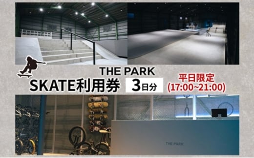 中上級者限定 THEPARK 平日限定 3日分 SKATE 2部 利用券 スケートボード  スケボー スケート 室内 コンクリート パーク ハンドレール ダウンレール 神奈川県 寒川町 2006496 - 神奈川県寒川町