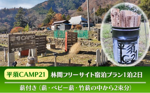 宿泊プラン　林間フリーサイト　薪付 山梨県 キャンプ キャンプ場 利用券 宿泊券 アウトドア [№5530-0417]