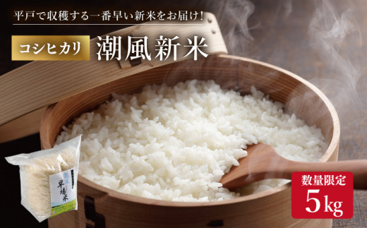 【着日指定 可能】【令和7年度産の新米をお届け】平戸産潮風新米5kg（早場米・天日干し）【平戸市/ひらど新鮮市場】 [KAB206]