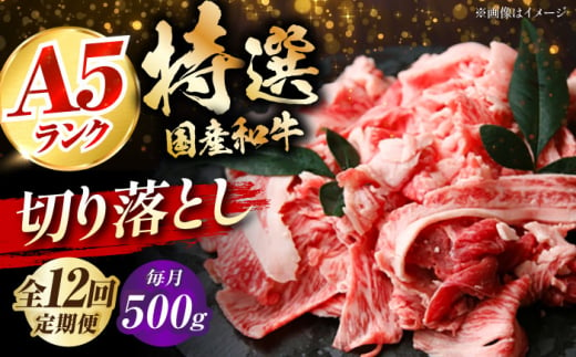 【全12回定期便】国産和牛切落し 500ｇ 冷凍 肉 お肉 牛肉 和牛 黒毛和牛 国産 国産牛 牛バラ バラ肉 バラ肉 切り落とし すき焼き すきやき カレー 肉じゃが 牛丼 大阪府高槻市/株式会社ミートモリタ屋 [AOAI052] 2007742 - 大阪府高槻市