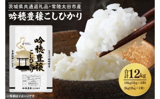 期間数量限定 ＜令和6年産＞ 吟穂豊穣こしひかり 計 12kg 10kg(5kg×2袋) ・ 2kg(2kg×1袋） 生活応援 精米 特別栽培 (茨城県共通返礼品・常陸太田市産) コシヒカリ こしひかり 米 ごはん コメ お米 白米 国産 茨城県産