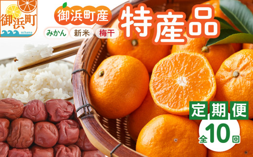 丸安青果の御浜町産特産品(全10回)【定期 定期便 10回 果物 フルーツ みかん 米 お米 梅干し 梅干 三重県 御浜町】 213289 - 三重県御浜町