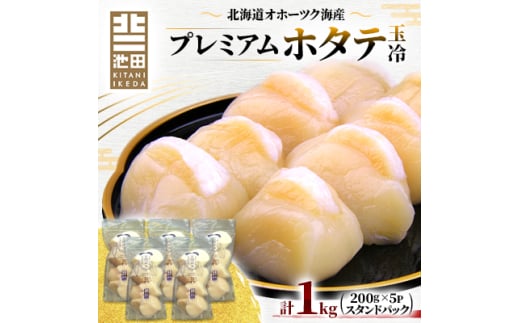 北海道オホーツク海産プレミアムホタテ玉冷　1kg(200g×5P)＜スタンドパック＞【1599919】