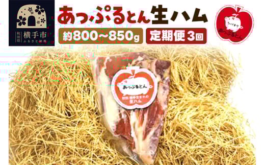 《定期便3ヶ月》秋田県横手市産 あっぷるとん生ハムブロック 約800~850g 1905930 - 秋田県横手市
