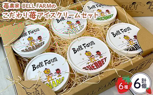 摘み立て苺のフレッシュアイス BellFarm のこだわりイチゴ アイスクリームセット　6個セット【1133535】 1261883 - 千葉県横芝光町