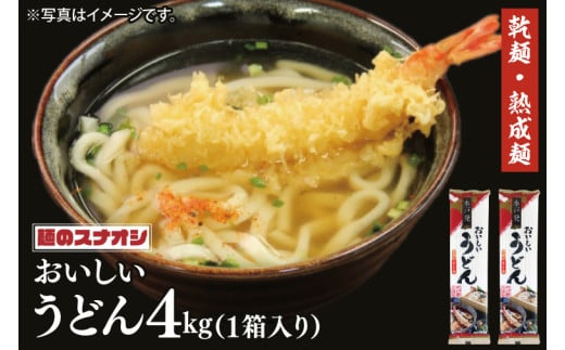 【麺のスナオシ】水戸発　おいしいうどん１箱　4kg（200ｇ×20袋）（乾麺）【饂飩 麺 長期保存 保存食 防災 人気 大容量 水戸市 茨城県】（BY-15） 1992168 - 茨城県水戸市