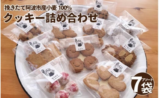 クッキー 7袋 セット 詰め合わせ 1袋 3～4個入 阿波市産 小麦 100％ ヴィーガン 卵 乳 不使用 スイーツ 焼菓子 洋菓子 おやつ おかし ギフト プレゼント 贈答 誕生日 記念日 送料無料 徳島県 阿波市 シュガースポット 2017844 - 徳島県阿波市