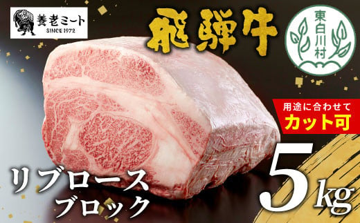 お好きなカット可能！ 飛騨牛 リブロースブロック 5kg 牛肉 和牛 肉 塊肉 リブロース ステーキ すき焼き しゃぶしゃぶ 赤身 肉 牛 牛肉 鉄板焼き お祝い 贈答 ギフト 贈り物 ふるさと納税 東白川村 岐阜 贅沢 霜降り 柔らかい ジューシー 養老ミート 335000円