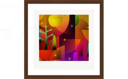 【絵画】 ピエゾグラフ 「塔と夜」 額装サイズ 266mmx266mm 【 しかくいえ ピエゾグラフ 額入り 額縁付 アート インテリア 現代版画 絵画 版画 贈り物 贈答 プレゼント ギフト 綾部 京都 】 1421798 - 京都府綾部市