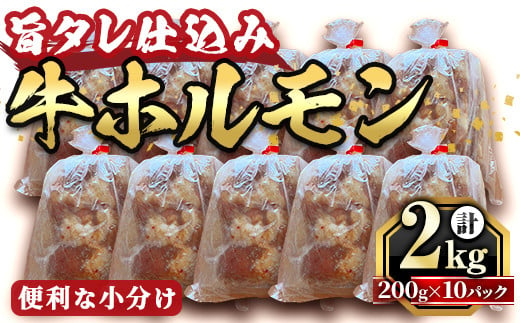 旨タレ仕込み牛ホルモン(200g×10パック・計2kg) 牛肉 牛 ホルモン 牛ホルモン もつ モツ 味付 おかず 味付けホルモン 小分け 個包装 ＜離島配送不可＞【ksg1642】【マルコ食品】