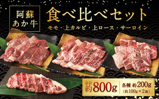 阿蘇 あか牛 食べ比べセット 約800g（モモ・上カルビ・上ロース・サーロイン 各約100g×2袋） 牛肉 肉 冷凍 国産