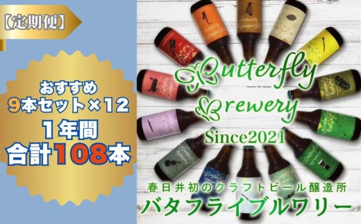 楽器シリーズのクラフトビールが毎月１回9本1年間届きます。（計12回）