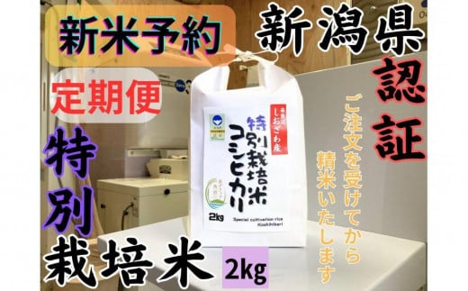 【令和7年産・新米予約・定期便】安心安全の新潟県南魚沼産特別栽培米コシヒカリ　2kg×６か月　新潟県認証