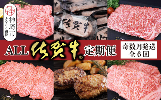 【奇数月発送 全6回定期便】ALL佐賀牛定期便【サーロインステーキ 赤身焼き肉 ハンバーグ カルビ焼肉 100%ハンバーグ ロースステーキ バラエティ豊か】(H118111)