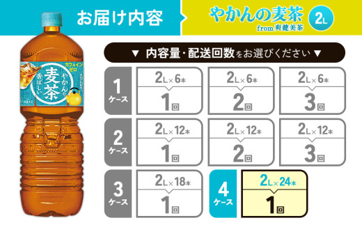 やかんの麦茶 爽健美茶 PET 2L 6本×4ケース