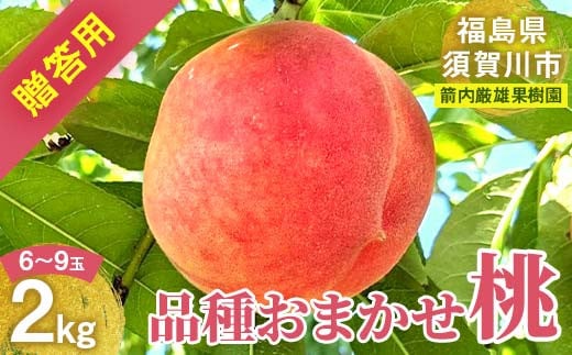 桃 ＜箭内厳雄果樹園＞ もも 2kg 6～9玉 品種おまかせ 贈答用 F7X-0225 1340934 - 福島県須賀川市