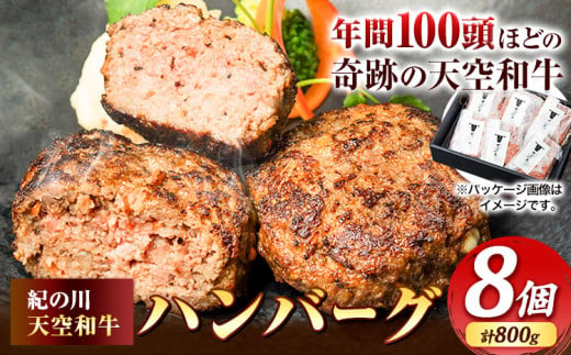 肉 黒毛和牛 ハンバーグ 天空和牛ハンバーグ 約800g (約100g×8個)《30日以内に出荷予定(土日祝除く)》有限会社松牛 和歌山県 紀の川市 熊野牛 紀の川天空和牛 惣菜 おかず