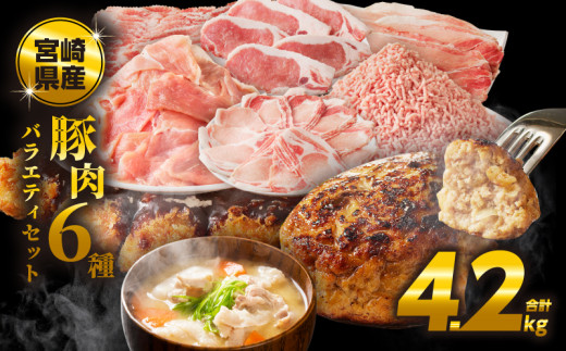 【2週間以内発送】≪宮崎県産≫豚肉6種＼てげスゲーセット／合計4.2kg 肉 豚 豚肉 おかず 国産_T009-0121-2W