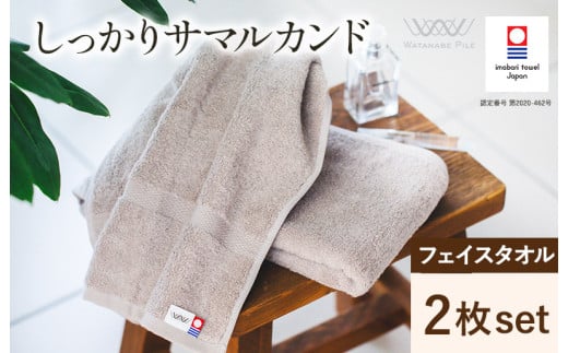 （今治タオルブランド認定）しっかりサマルカンドフェイスタオル 2枚  グレー 今治タオル ふっくら フェイスタオル [IA05290FT2GY]