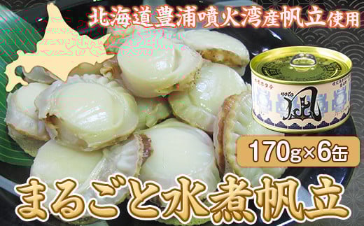 北海道 豊浦 噴火湾産 まるごと水煮ホタテ 170g×6缶 ほたて 帆立 【ふるさと納税 人気 おすすめ ランキング 魚介類 貝 帆立 ホタテ ほたて 噴火湾 水煮 缶 おいしい 美味しい 北海道 豊浦町 送料無料】 TYUAD016 1324827 - 北海道豊浦町