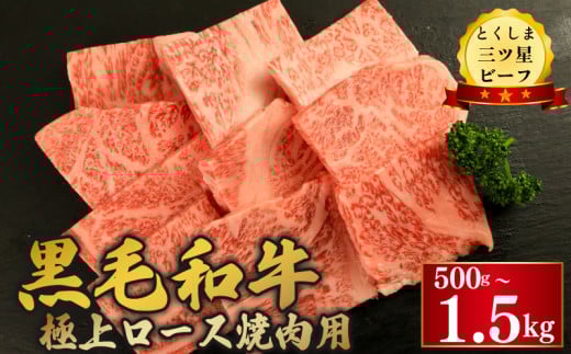 黒毛和牛 ロース 焼肉 選べる 容量 500g 1kg 1.5kg 和牛 とくしま三つ星ビーフ 牛肉 ぎゅうにく 牛 肉 ビーフ BBQ アウトドア キャンプ おかず おつまみ 惣菜 弁当 日用 お祝い 誕生日 記念日 ギフト 贈答 プレゼント お取り寄せ グルメ 冷凍 小分け 送料無料 徳島県 阿波市 肉の藤原
