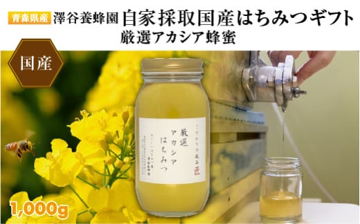 【青森県産】澤谷養蜂園　自家採取国産蜂蜜　厳選アカシア蜂蜜1,000g