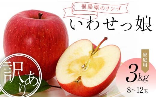 ＜訳あり家庭用りんご＞福島県のリンゴ　いわせっ娘 約3kg(8～12玉) F7X-0010 696694 - 福島県須賀川市