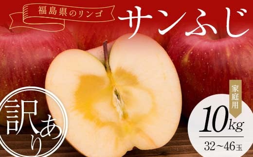 ＜訳あり家庭用りんご＞福島県のリンゴ　サンふじ約10kg(32～46玉) F7X-0015 696699 - 福島県須賀川市