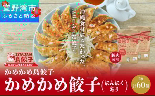 かめかめ島餃子 (豚肉・にんにくあり) 30個 × 2袋 | 包みたて 工場直売 餃子 シママース | 簡単調理 手軽 | 餃子 豚肉 出汁 沖縄 お取り寄せ グルメ 冷凍 にんにく 988042 - 沖縄県宜野湾市