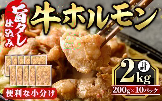 旨タレ仕込み牛ホルモン(200g×10パック・計2kg) 牛肉 牛 ホルモン 牛ホルモン もつ モツ 味付 おかず 味付けホルモン 小分け 個包装 ＜離島配送不可＞【ksg1642】【マルコ食品】 2013454 - 福岡県春日市
