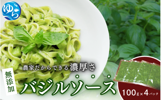 農家だからできる濃厚『無添加　バジルソース』 パック 100ｇ×4【fmlb044】 1256629 - 和歌山県由良町