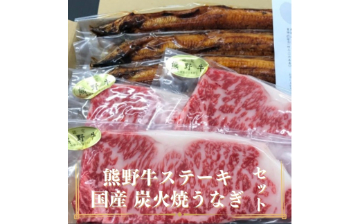 豪華限定企画！熊野牛ステーキと国産炭火焼鰻の贅沢うな牛セットＢ【MT28】【mtf502】 483528 - 和歌山県由良町