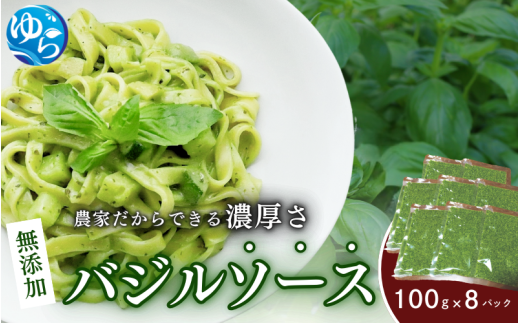 お得なパック入り8袋　農家だからできる濃厚『 バジルソース　ジェノベーゼ』【fmlb047】 1383726 - 和歌山県由良町