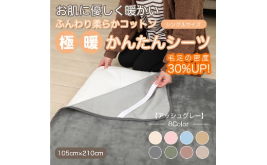 シーツ 敷毛布 極暖 かんたん シングル コットン100% 4隅 ゴム付 アッシュグレー【1606076】 2033215 - 和歌山県橋本市