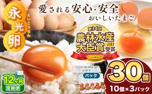 [ 定期便 12回 ] メディア紹介多数! おいしいたまご 永光卵 30個 | えいこうらん 光永ファーム 卵 たまご プリン オムライス 定期便 定期 12回 君津市産 千葉 君津 きみつ