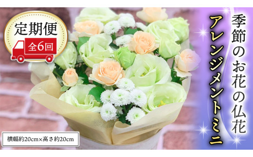 季節のお花の仏花アレンジメントミニ＊定期便6回 アレンジメント 仏花 生花 お供え [CT028ci]