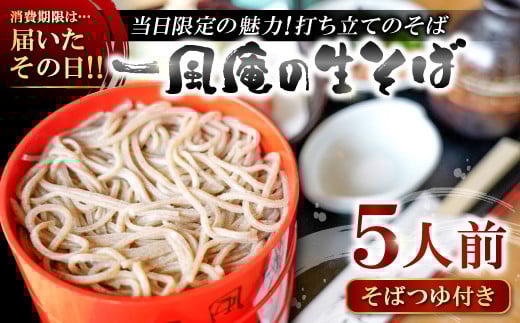 自家製粉手打ち生そば　５人前【生そば 5人前 そばつゆ付き セット 蕎麦 玄そば 出雲そば そば 国産 無添加 手打ち 打ち立て 冷蔵配送 自家製 石臼挽き こだわり 人気 生麺 麺類 和食 食品 健康 美容 季節限定】 2038812 - 島根県奥出雲町