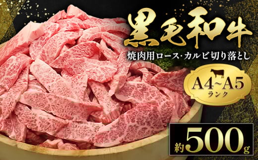 黒毛和牛 焼肉 ロース カルビ 切り落とし 500g A4 〜 A5 ランク [30日以内に出荷予定(土日祝除く)] ランプ ミスジ イチボ 特上 ミシュラン 国産 肉 牛肉 黒牛 天草 苓北 熊本 産地直送 送料無料