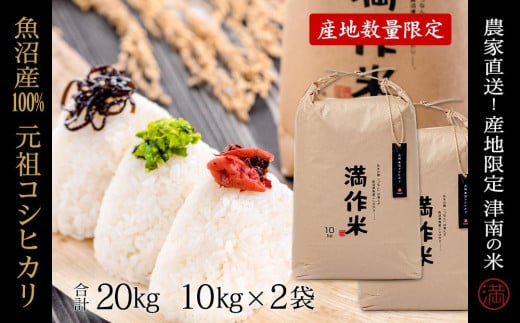 【2025年産新米】元祖魚沼産従来コシヒカリ 20kg(10kg×2袋) 産地限定！農家直送