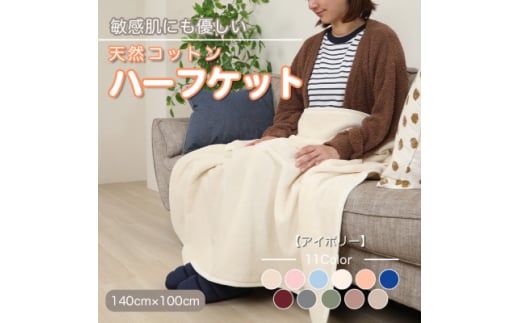 ひざ掛け 大判 ハーフサイズ 綿毛布 ハーフケット コットン100% アイボリー【1122457】 445630 - 和歌山県橋本市