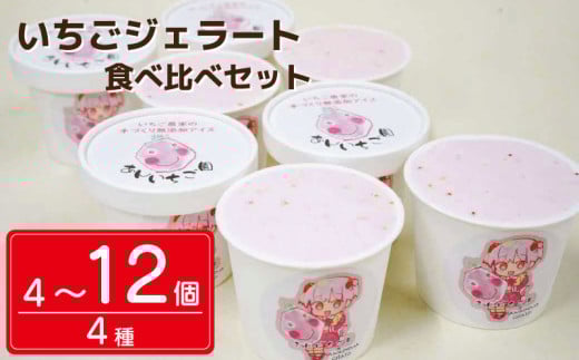 いちご 冷凍 ジェラート 4種類 4個 8個 12個 紅ほっぺ あまえくぼ ストロベリー 甘い 苺 あまい イチゴ フルーツ 食べ比べ セット 果物 デザート スイーツ 詰合せ 洋菓子 お菓子 ギフト プレゼント 贈答 国産 徳島県 吉野川市
