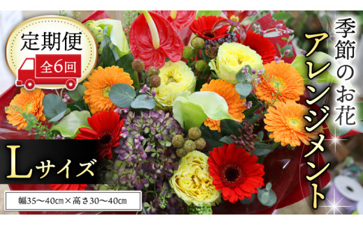 【 定期便 6ヶ月 】 毎月届く 季節の アレンジメント Lサイズ 花 生花 6回 おうち時間 定期便 新生活 応援 [CT064ci]