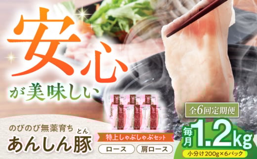 【6回定期便】あんしん豚 特上しゃぶしゃぶセット 豚肉 ロース 国産 白川町 / 藤井ファーム [AWAF011]
