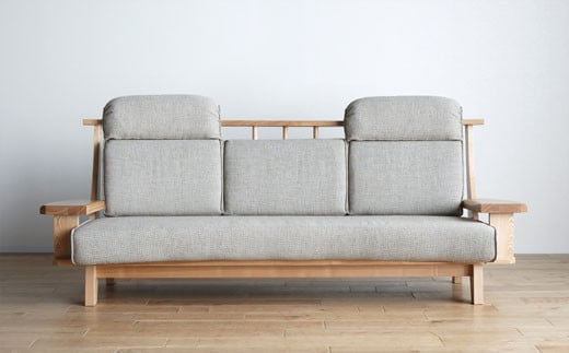 【開梱・設置】３Pソファ　極ワザ　ソファ210cm　TN／CR-BEﾍｯﾄﾞﾚｽﾄ2個付き　ナチュラル　AL129