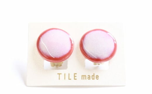 【美濃焼】 ピンクむら タイル イヤリング 直径20mm 瑞浪市 / TILEmade タイル アクセサリー ハンドメイド [AZCD021] 843973 - 岐阜県瑞浪市