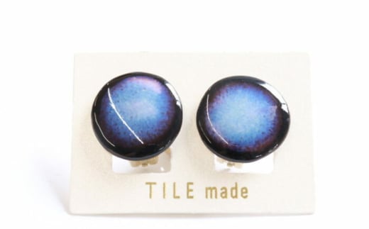 【美濃焼】 青錆むら タイル イヤリング 直径20mm 瑞浪市 / TILEmade タイル アクセサリー ハンドメイド [AZCD045] 843991 - 岐阜県瑞浪市